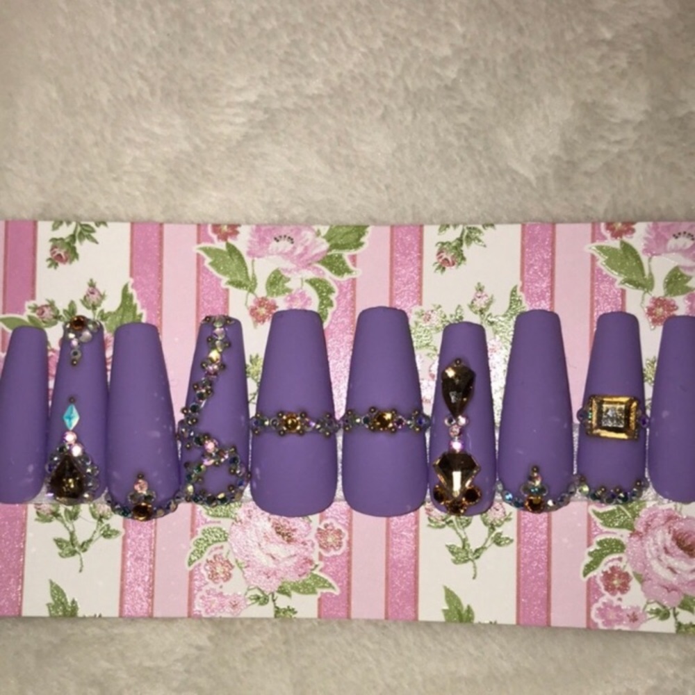 Purple press on nails
